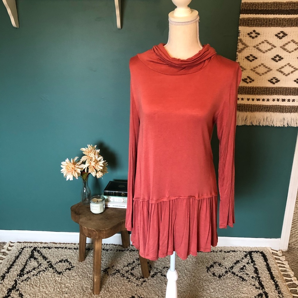 Orange Cowl Neck Tunic